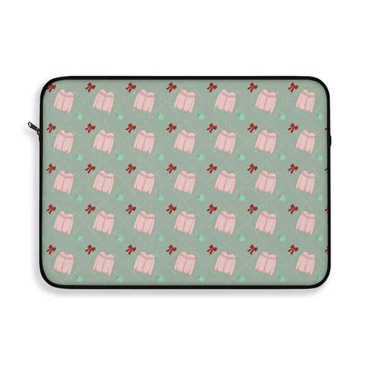 Tis the Sweater Season Green Laptop Sleeve